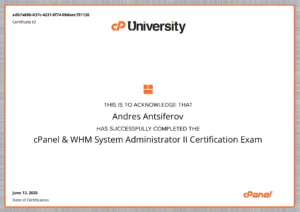 cPanel WHM System Administrator II Certification Exam